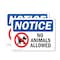 Signmission No Animals Allowed, 14 in W x Rectangle, Plastic OS-2PACK-NS-P-1014-L-16010 - alternate 1